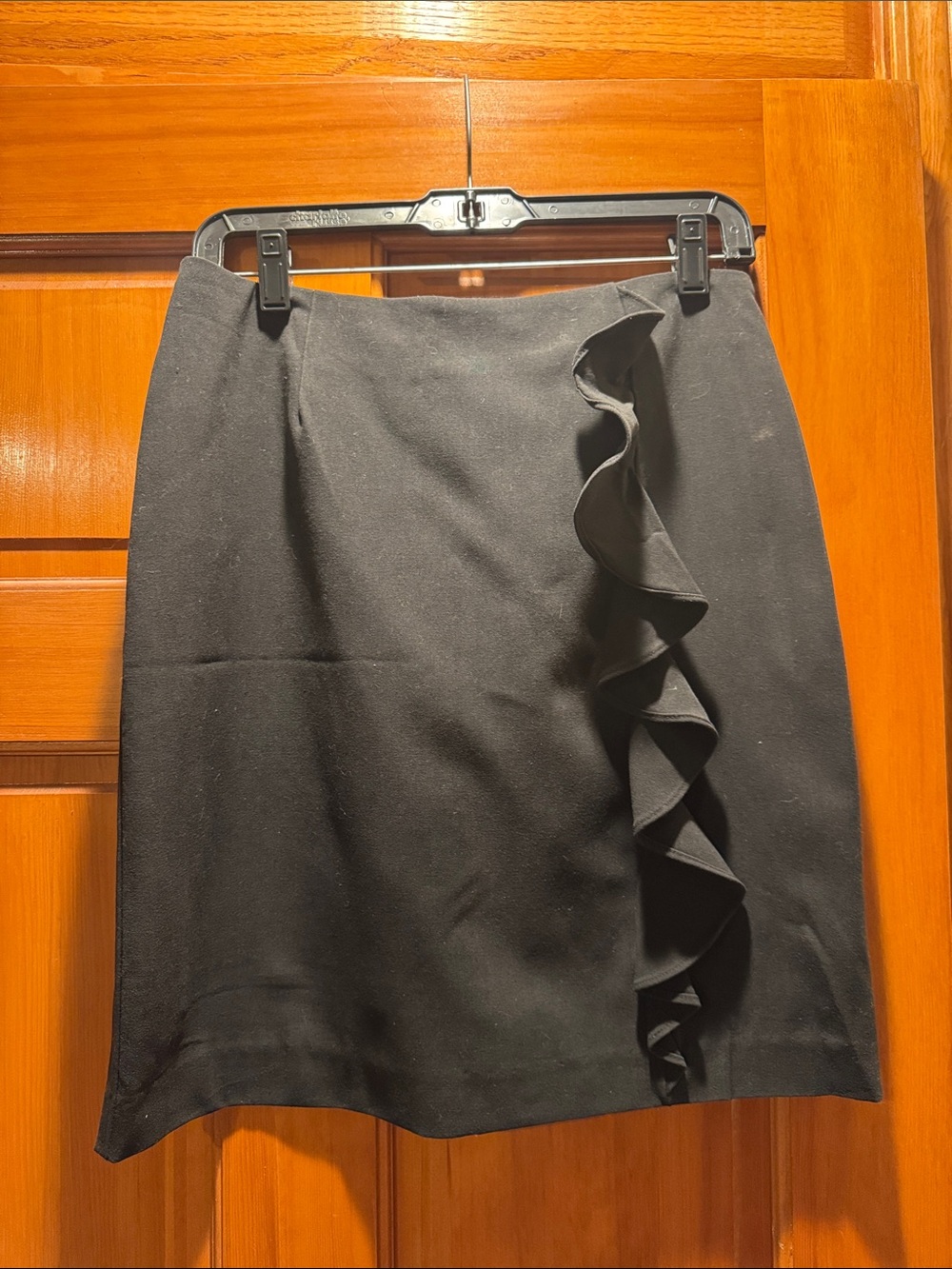 Dress Barn Black Ruffle-Trim Pencil Skirt Size 8P